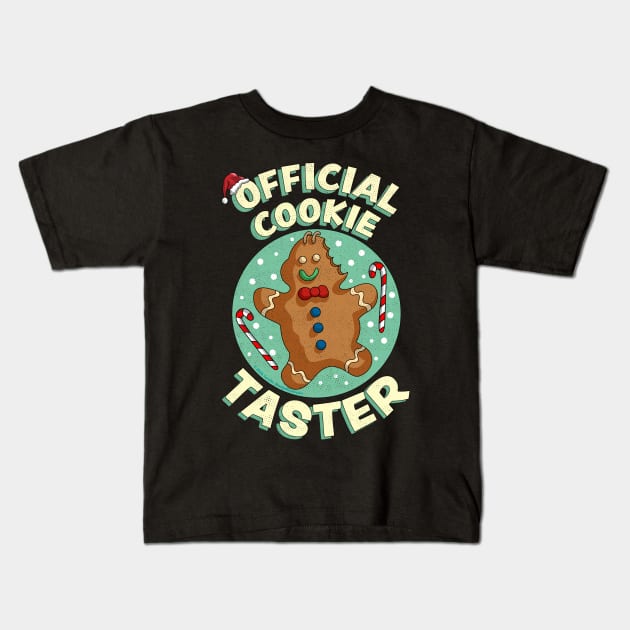 Official Cookie Taster Gingerbread Christmas Santa Kids T-Shirt by OrangeMonkeyArt